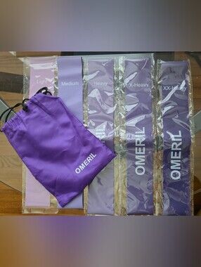 Purple Resistance Band Set with Carry Pouch